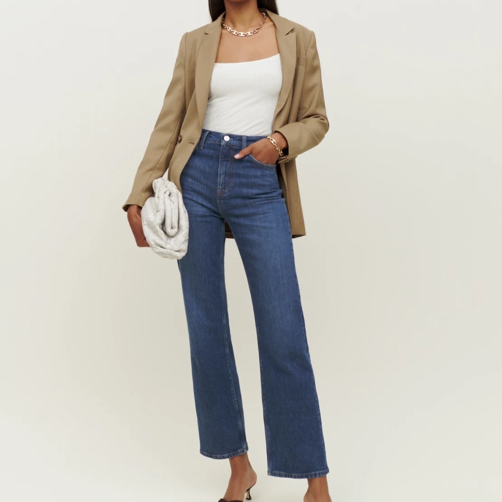 Reformation Wilder Stretch High Rise Wide Leg Cropped Jeans in Salinas